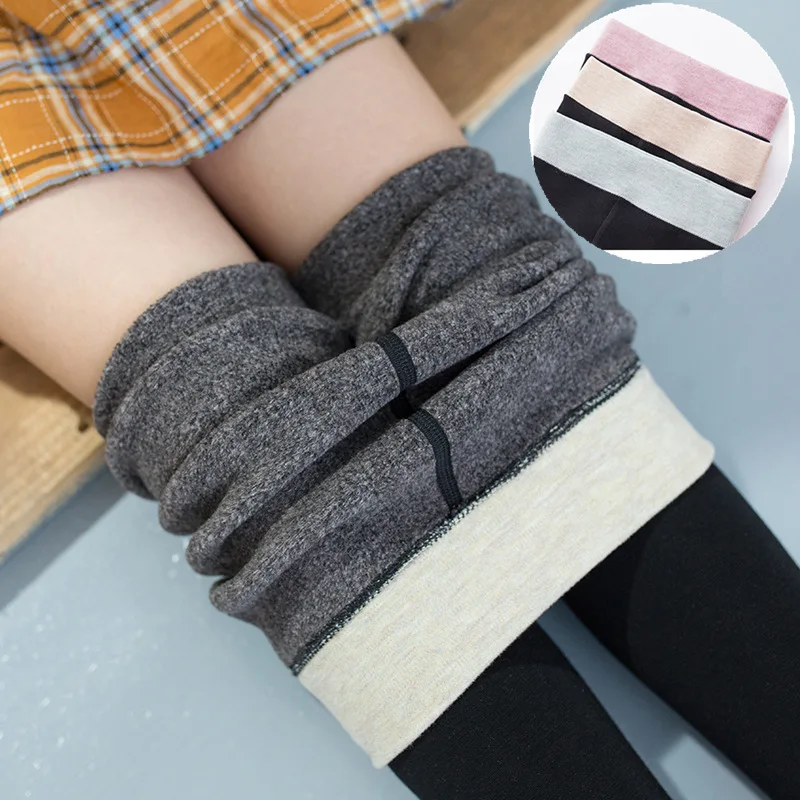 

Childrenswear plus Velvet Socks GIRL'S Leggings Thick New Style Winter Color Waist Mouth with Nap Waist Support Children's Jeans