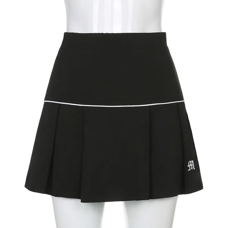 Female Mini Skirts Korean Fashion Pleated Tennis Skirts Preppy Style Casual Streetwear