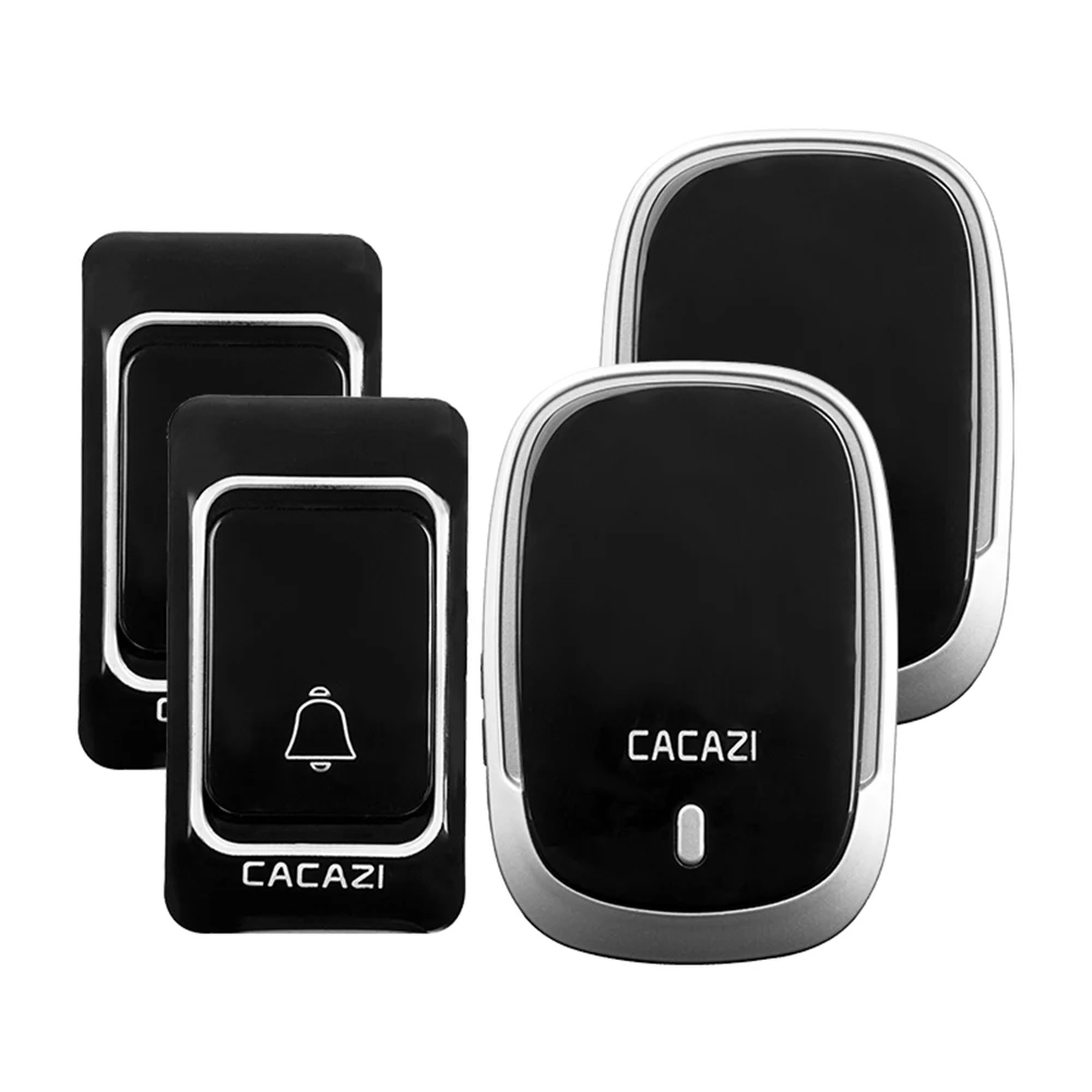 2 button 2 receiver Беспроводной дверной звонок CACAZI с водонепроницаемой батареей 1, 2 кнопки 1, 2, 3 приемника, 300 м, пульт дистанционного управления, вилка стандарта США, ЕС, Великобритании, Австралии, домашний звонок, дверной звонок - Цвет: 2 button 2 receiver