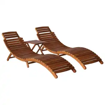 

vidaXL 3 Piece Sunlounger with Tea Table Solid Acacia Wood