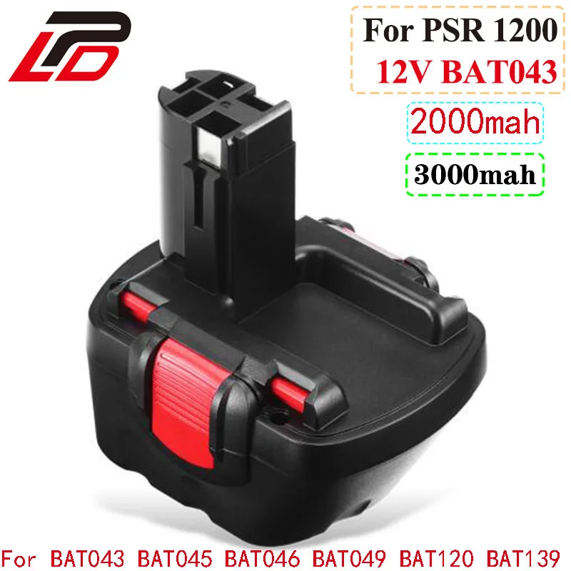 For Bosch 12V 2.0 3.0Ah PSR 1200 Rechargeable Battery GSR 12V AHS GSB GSR 12 VE-2 BAT043