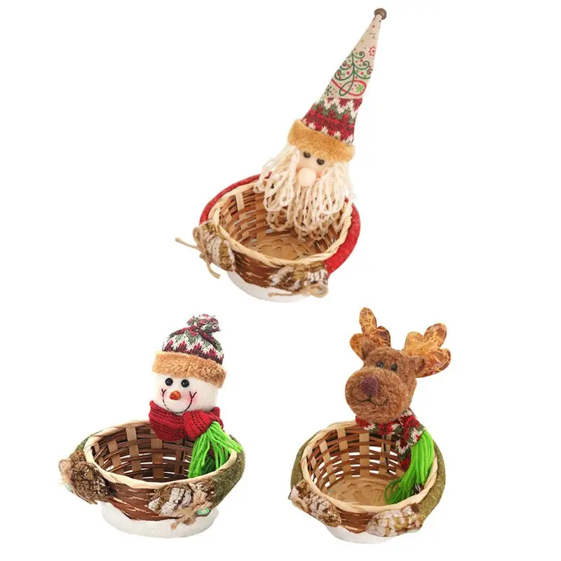 Christmas Candy Storage Basket Decoration Santa Claus Snowman Merry Christmas Candy Storage Basket Gift for Christmas Home Part