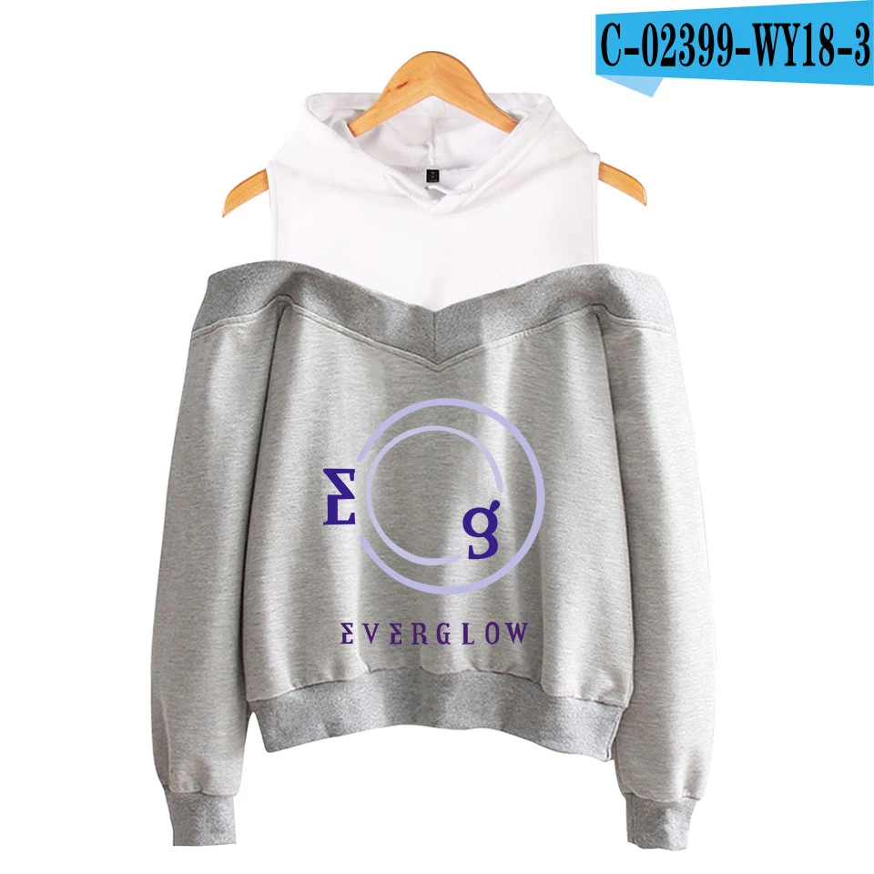 Everglow Kpop, новинка, принтованная уличная одежда, с принтом, с открытыми плечами, толстовки, толстовка, женская, повседневная, крутая, пуловер, женские толстовки, толстовка - Цвет: WY18