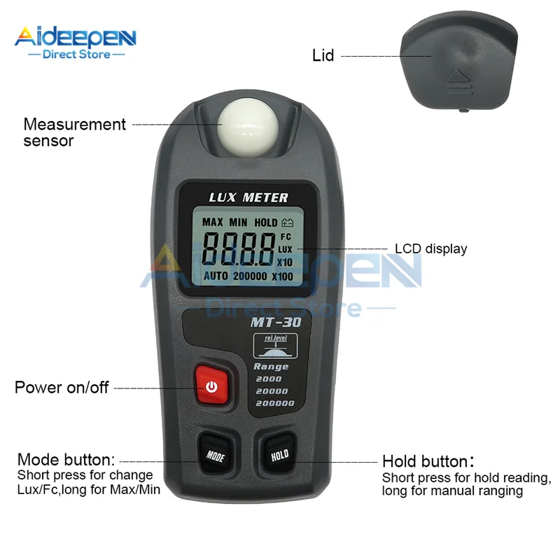 Light Meters Digital Handheld Light Meter Measure Tester for MT30