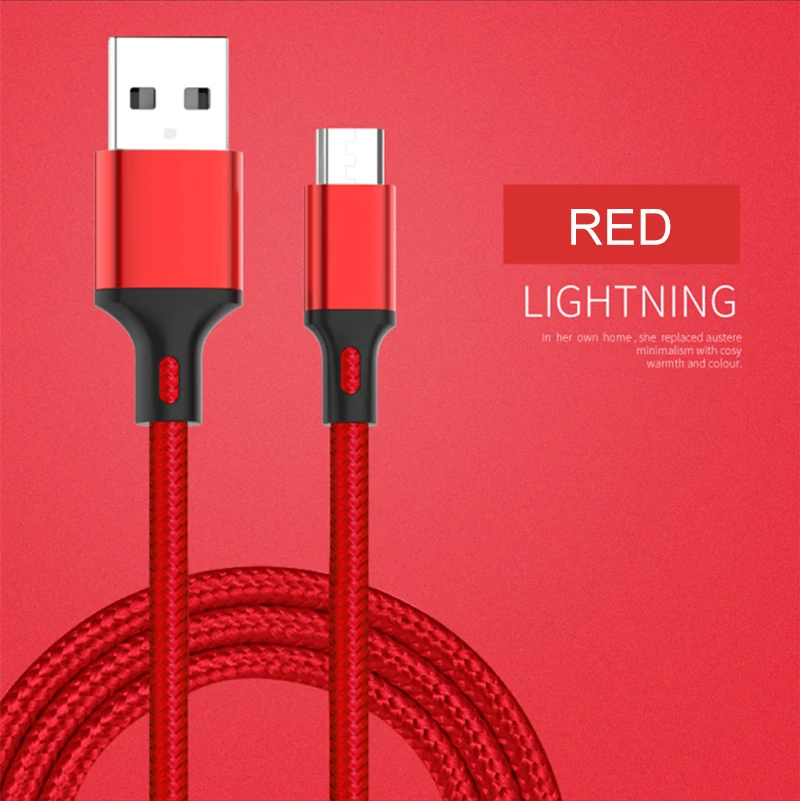 Кабель Micro USB type C 2.4A кабель для зарядки данных для samsung huawei Xiaomi LG Andriod Microusb Кабели для мобильных телефонов Usb C кабель - Цвет: Красный