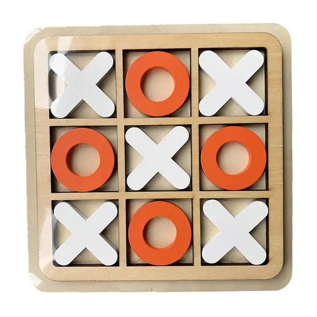 Game X O Blocks Tabletop Wooden Board Game For Kids Tic-Tac-Toe Game For Children Adults Wooden Board Game Strategy Puzzle 2