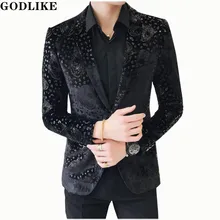 Мужской модный вельветовый повседневный блейзер с принтом/мужской блейзер для ночного клуба, выпускного вечера, повседневный деловой пиджак, мужской пиджак