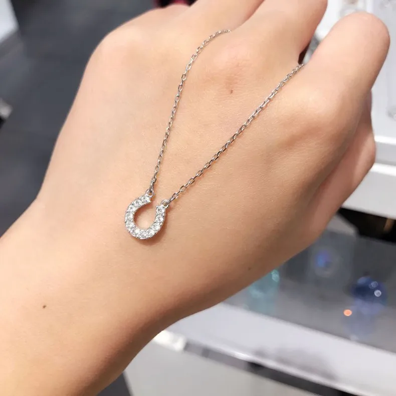 Swarovski Element ожерелье женское элегантное ожерелье на шею подковы u-образный кристалл кулон для девушки подарок партии