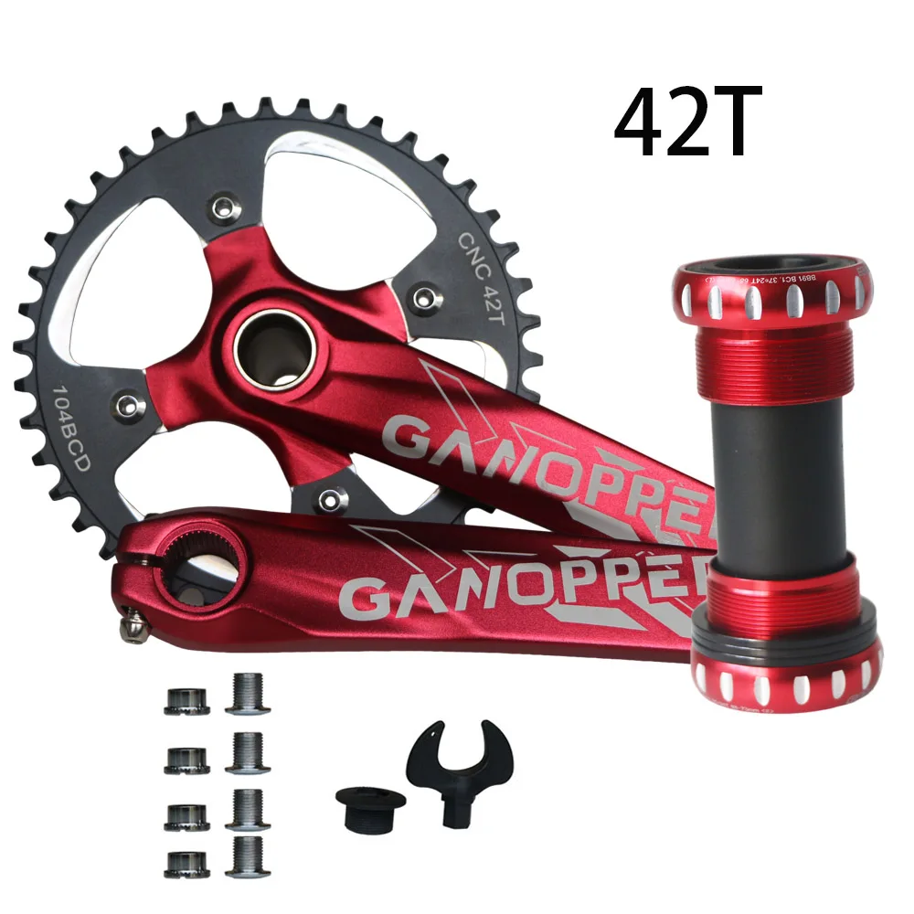 42T red crank Комплект Шатунов для шоссейного велосипеда из сплава алюминия 104BCD 104 мм, 9 S, 10 S, 11 S, 175 мм, набор звездочек для горного велосипеда Shimano SRAM - Цвет: 42T red crank
