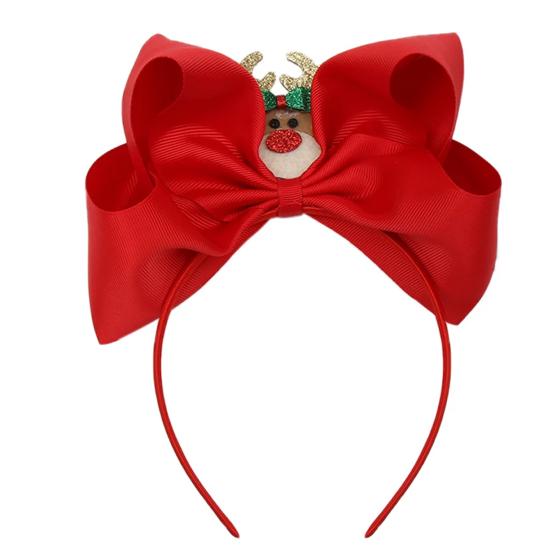 CN 6 шт./лот рождественские банты для волос повязки на голову для девушек дети блестящие, ручной работы Санта Клаус повязка праздничные вечерние аксессуары для волос