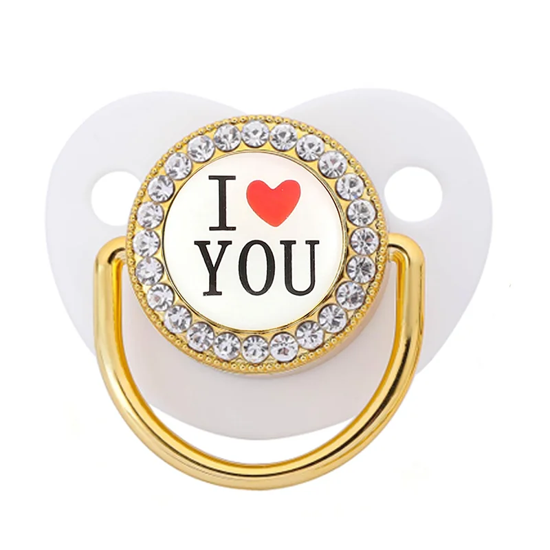 I Love Mum Baby Pacifier Dummy Silicone Infant Nipple Newborn Baby Shower Gifts Bling Soother For Girls Boys silicone pacifier baby pacifier