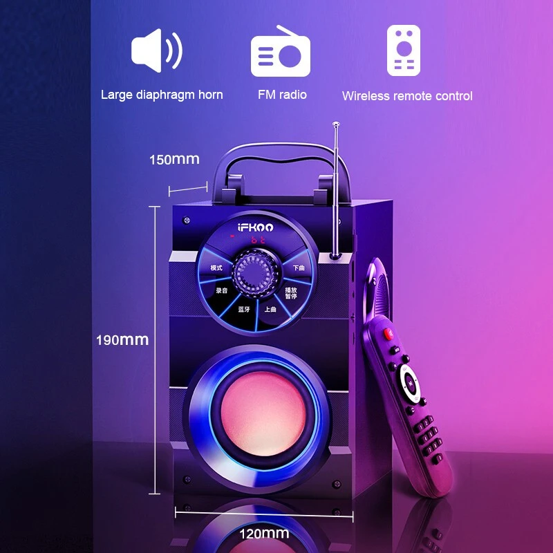 IFKOO S37 портативный Bluetooth динамик большой мощности бас FM TF AUX открытый номер ПК телефон пульт дистанционного управления музыка беспроводной сабвуфер