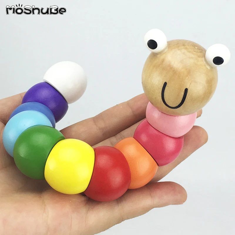 wooden caterpillar baby toy