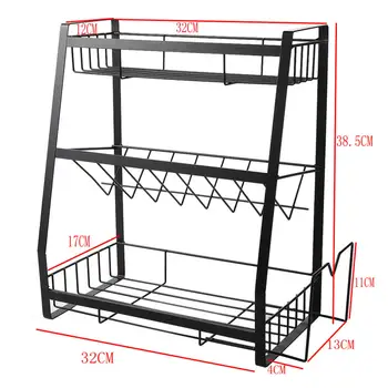 

3-Tier Spice Organizer Standing Rack Shelf for Kitchen Cabinet Pantry Bathroom