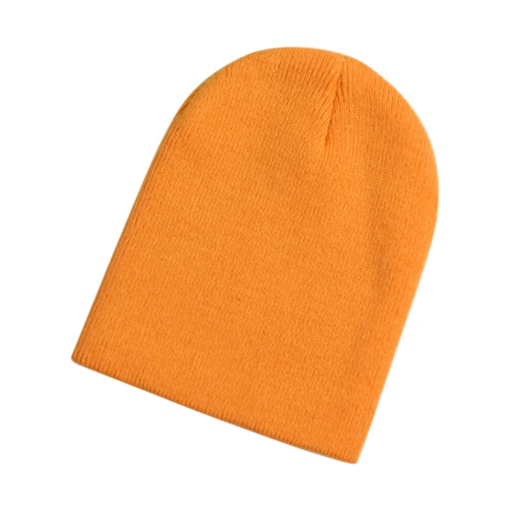 Новая детская шапка в стиле хип-хоп для уличных танцев, Осенняя детская шапка, шарф для мальчиков и девочек, вязаная шапка, зимняя теплая однотонная детская шапка# Zer - Цвет: Orange