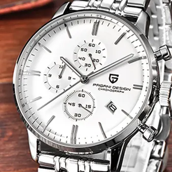 

46 mm Pagani design design white/black dial quartz Stainless steel watch men's Leisure sports watch