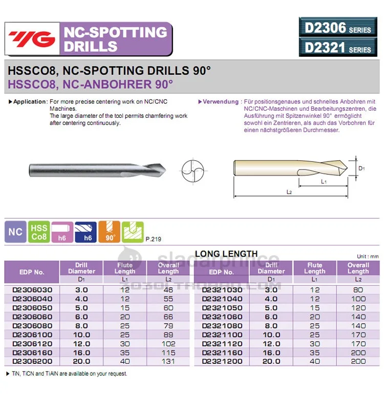 Корея YG HSSCo8, NC-SPOTTING сверла 90 градусов 2 мм 3 мм 4 мм 5 мм 6 мм 10 мм точечное сверло Вольфрам Cerbide точечный угол 90 cncLathe