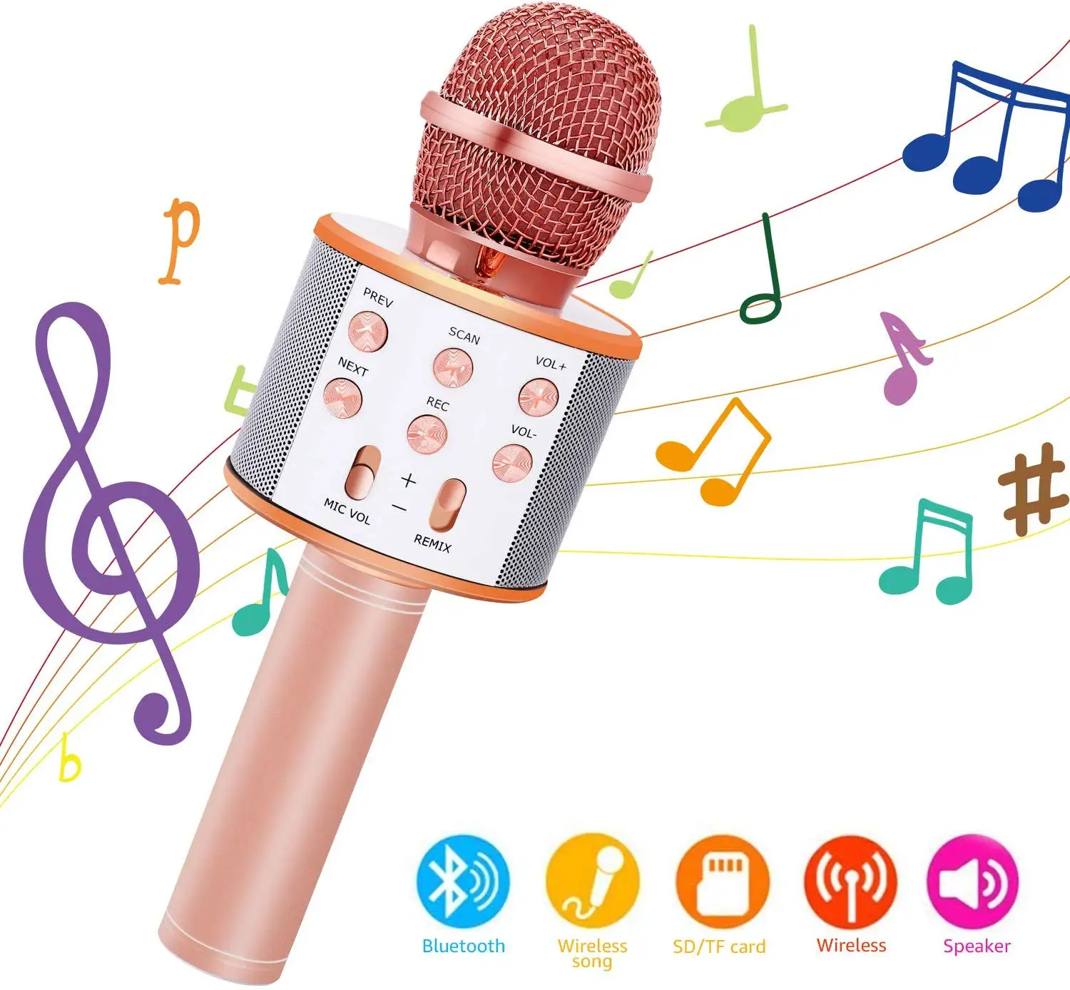 Wireless Karaoke Microphone, 3 in 1Handheld Portable Speaker Karaoke Machine, Home KTV Kids Outdoor Birthday Party with Record