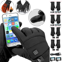 Motorcycle Gloves Waterproof Heated Guantes Moto Touch Screen Battery Powered Motorbike Racing Riding Gloves Winter