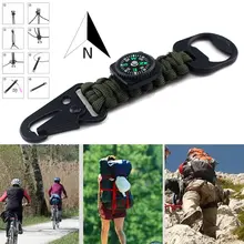 4 в 1 наружное нейлоновое покрытие Вешалка-карабин военный ремень автомобильный брелок открывалка для бутылок компас альпинистский крюк