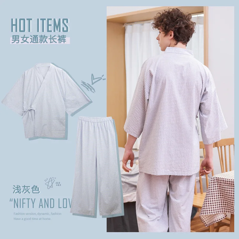 Японская хлопковая короткая Пижама, Мужская одежда для сна, японское кимоно, пижамный комплект, домашняя одежда, халат, кимоно, халаты, пижама hombre - Цвет: color3