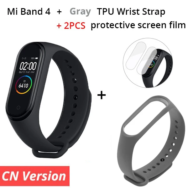 CN n Gray Starp Xiaomi mi-браслет 4 смарт-браслет AMOLED экран mi Band 4 смарт-Браслет фитнес-браслет Bluetooth спортивный водонепроницаемый смарт-браслет - Цвет: CN n Gray Starp