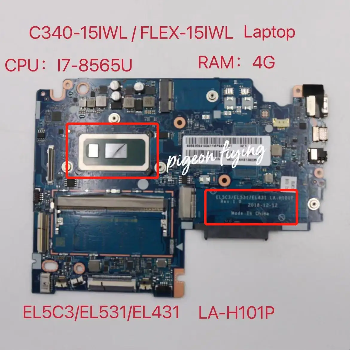 

LA-H101P для Lenovo Ideapad C340-15IWL/FLEX-15IWL материнская плата для ноутбука CPU:I7-8565U UMA RAM:4G FRU:5B20S41934 5B20S41934 Test Ok
