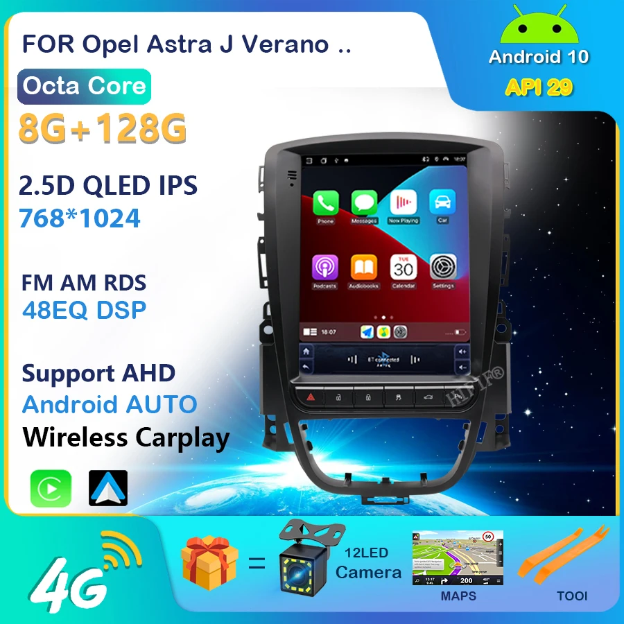 Автомобильный мультимедийный радиоплеер Android 10 для Opel Astra J Verano 2009 2010 2011 2012-2015