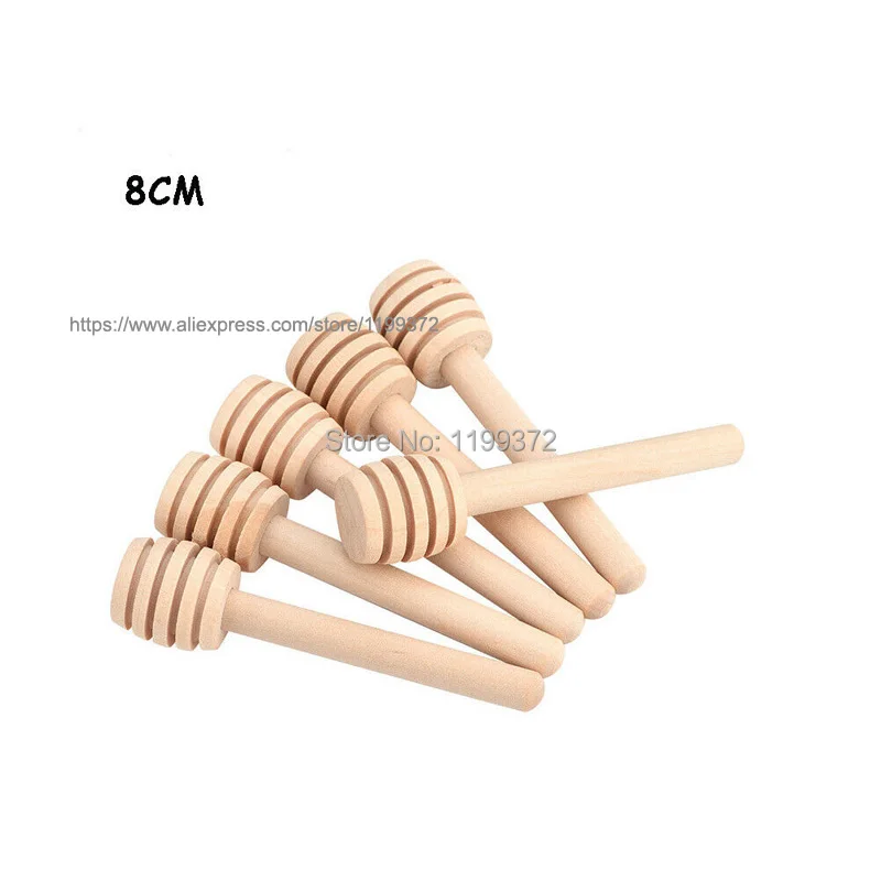 500pcs Wooden Wood Jam Sauce Syrup Honey Dipper Dip Jar Dispenser Stirring Spoon Rod Stick Wedding Party Gift Tool