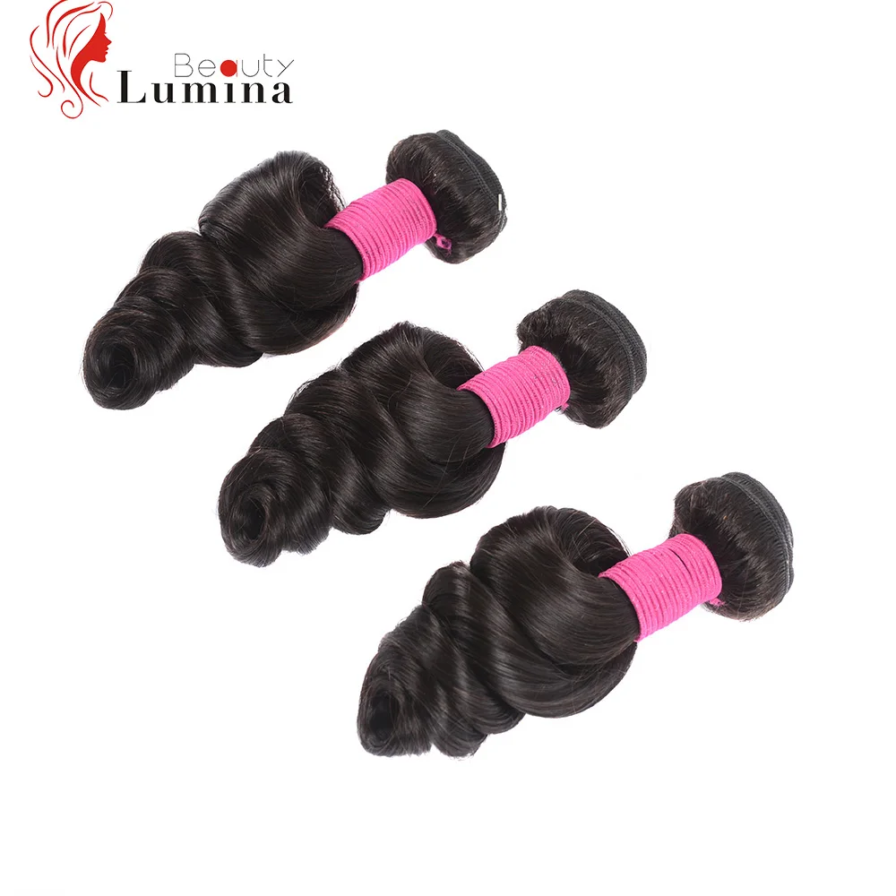 

Beauty lumina Brazilian Hair Weave Loose Wave Bundles Natural Black 3pcs/Lot 8-30'' 100% Human Hair Bundles Remy Hair Extensions