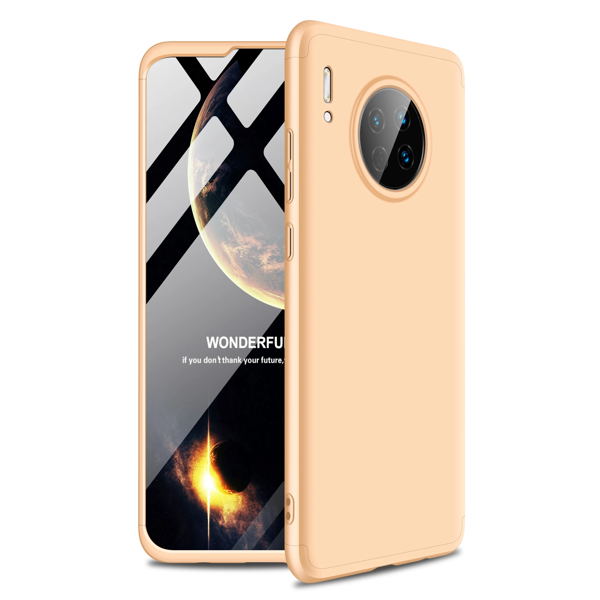 Жесткий чехол 3 в 1 для huawei mate 30, матовая броня, гибридная защитная задняя крышка для телефона huawei mate 30 5G 360, полное покрытие 6,62 дюймов - Цвет: Золотой