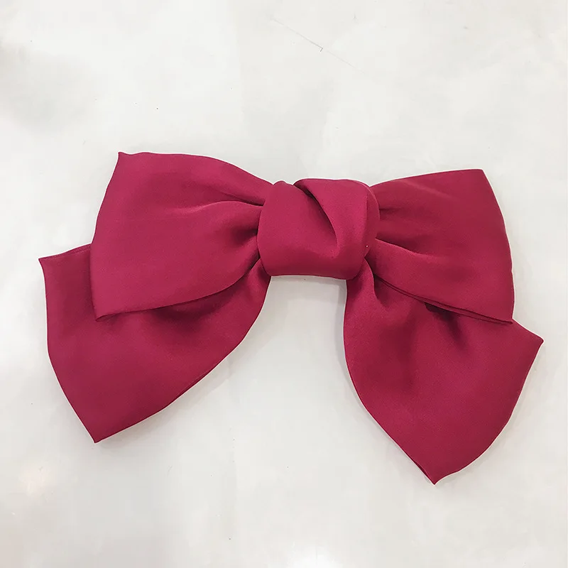 wine red Модные однотонные заколки для волос с большим бантом для девочек, 2 уровня, прекрасные заколки для волос, шифоновые атласные заколки для волос, заколки, аксессуары для волос - Цвет: wine red