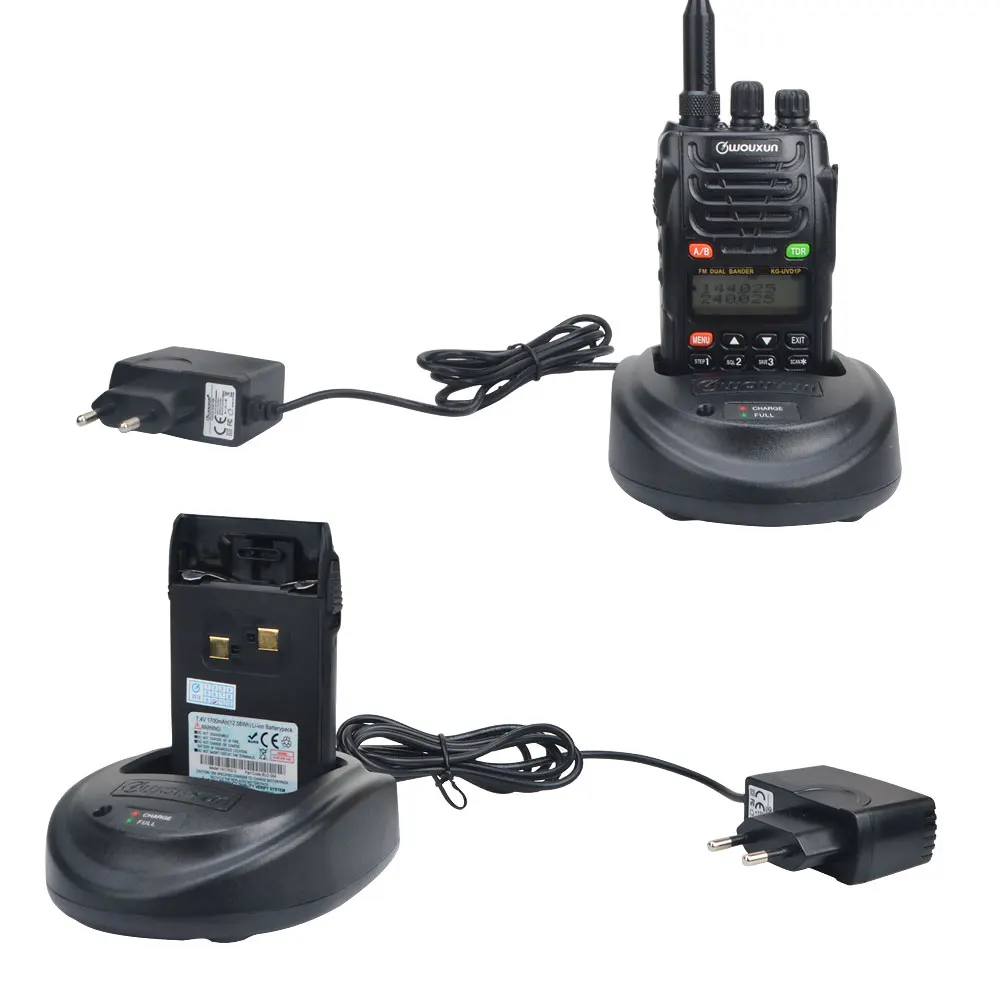 Wouxun Walkie Talkie KG-UVD1P Dual Band FM Portable Two Way Radio 136.000-174.995MHz & 216.000-260.995MHz walkie talkie set