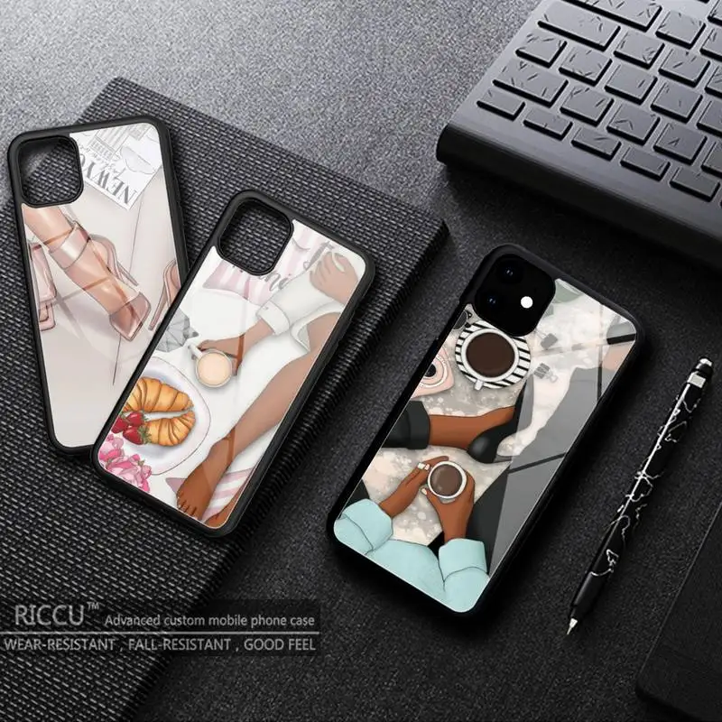 Coffee Fashion Girls Phone Case Rubber for iphone 11 12 max iPhone Pro Mini XS 8 7 6 6S Plus X SE 2020 XR Covers | Мобильные