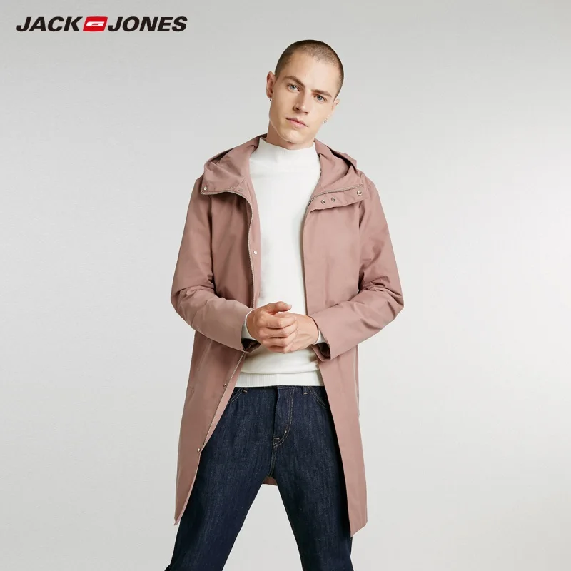 JackJones осеннее мужское бизнес пальто с капюшоном Повседневная куртка длинное пальто 218321553