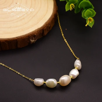 

GLSEEVO Handmade Natural Baroque Pearl Chain Necklace For Women Wedding Party Friendship Gifts Minimalist Fashion Jewelry GN0111
