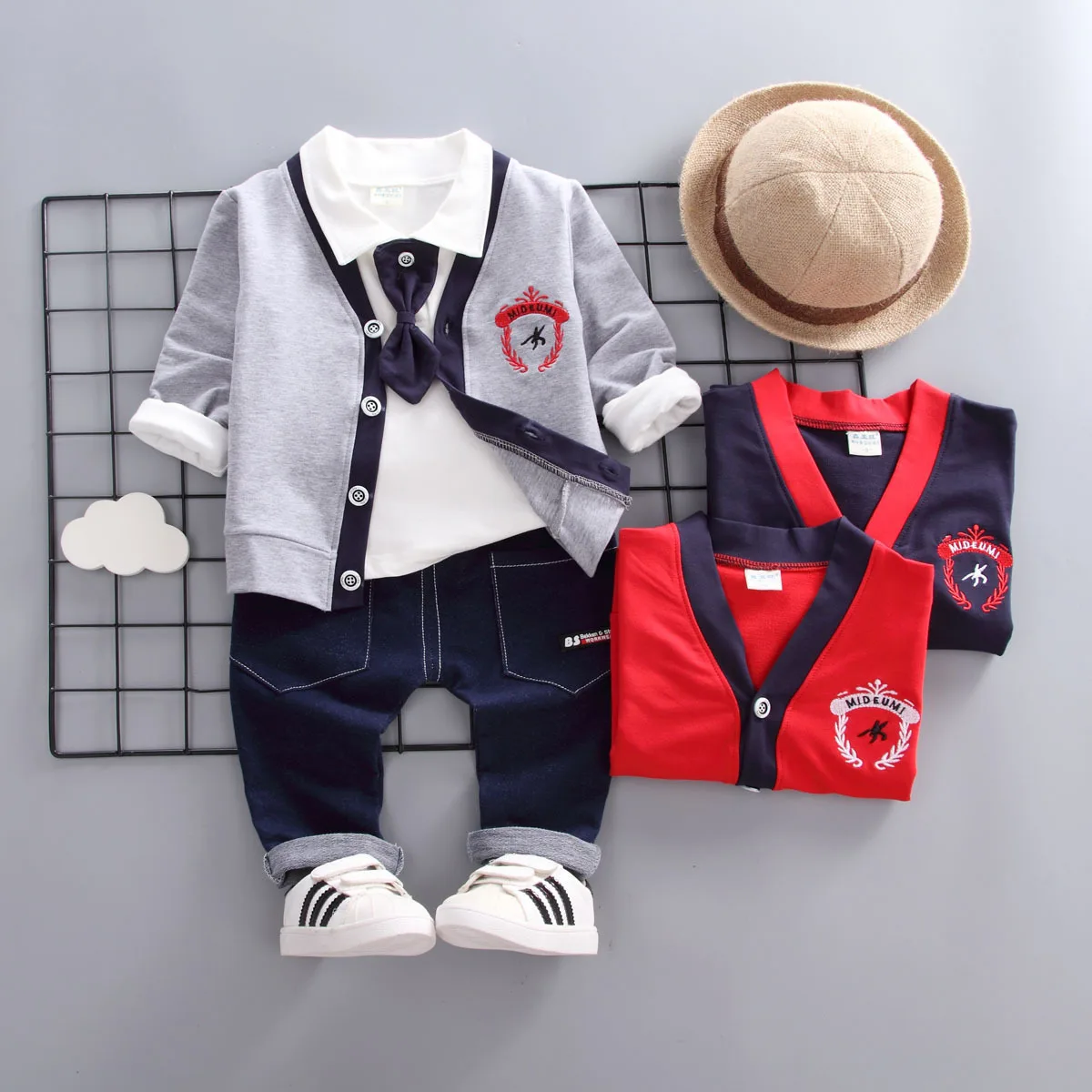 

2019 Fashion Autumn Clothing Children Baby Fashion-Style Cardigan College Style Three-piece Set CHILDREN'S Sweater Childrenswear