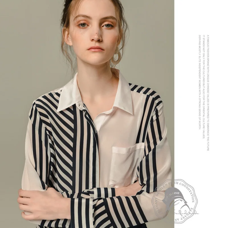 Zijde Blouses Shirts Voor Vrouwen Hoogwaardige Wit Zwart Streep Bloemen Plus Size Casual Sexy Office Kleding 2020 Zomer Gratis Schip Zijde Blouses Shirts Voor Vrouwen Hoogwaardige Wit Zwart Streep Bloemen Plus Size Casual Sexy Office Kleding 2020 Zomer Gratis Schip