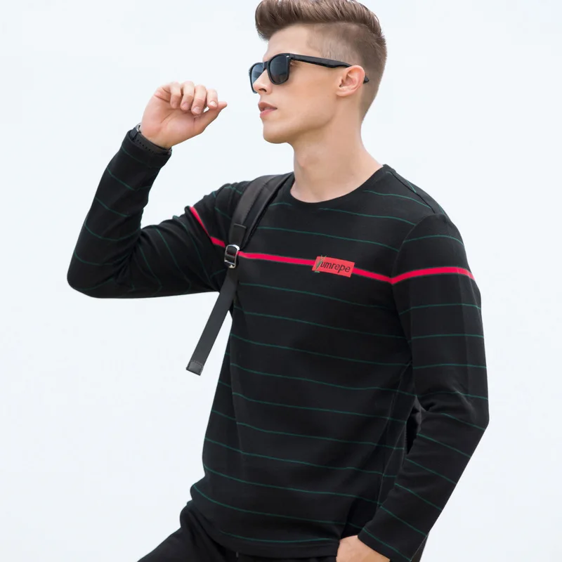 

Рубашка в полоску, Осень-Зима футболка с длинным рукавом для мужчин