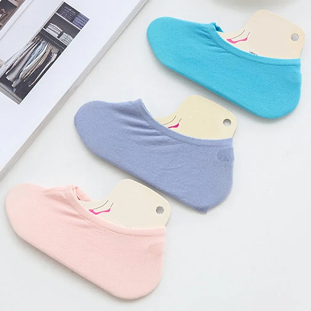 Spring Summer Breathable Solid Women Comfortable Invisible Socks Anti-Slip Teenage Girls Slippers Short Slipper Boat Socks
