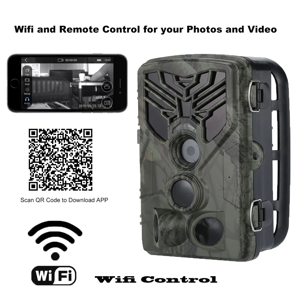 Wifi Trail Camera Bluetooth Control Hunting Cameras Wifi830 20MP 1080P Night Vision Wildlife APP Photo Traps Surveillance
