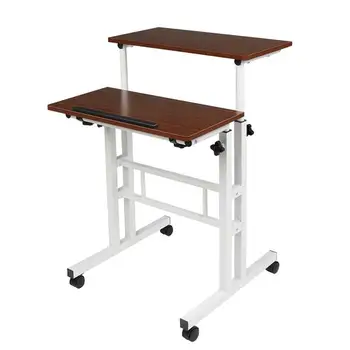 

Standing Lifting Computer Desk Double Tube Lifting Basic Model Light Walnut [60*54*70CM]