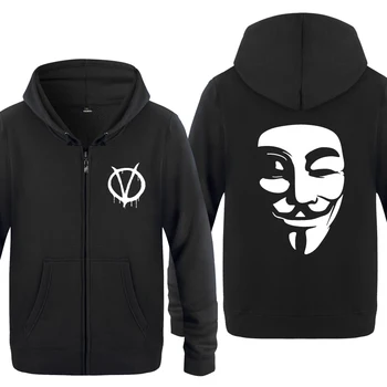 

V for Vendetta Sweatshirts Men 2018 Mens Zipper Hooded Fleece Hoodies Cardigans