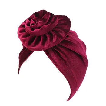 

Solid color flower Stretch Turban Ruffle Hair Hats Beanie Bandanas Scarf Head Wrap Headwear for Women 33