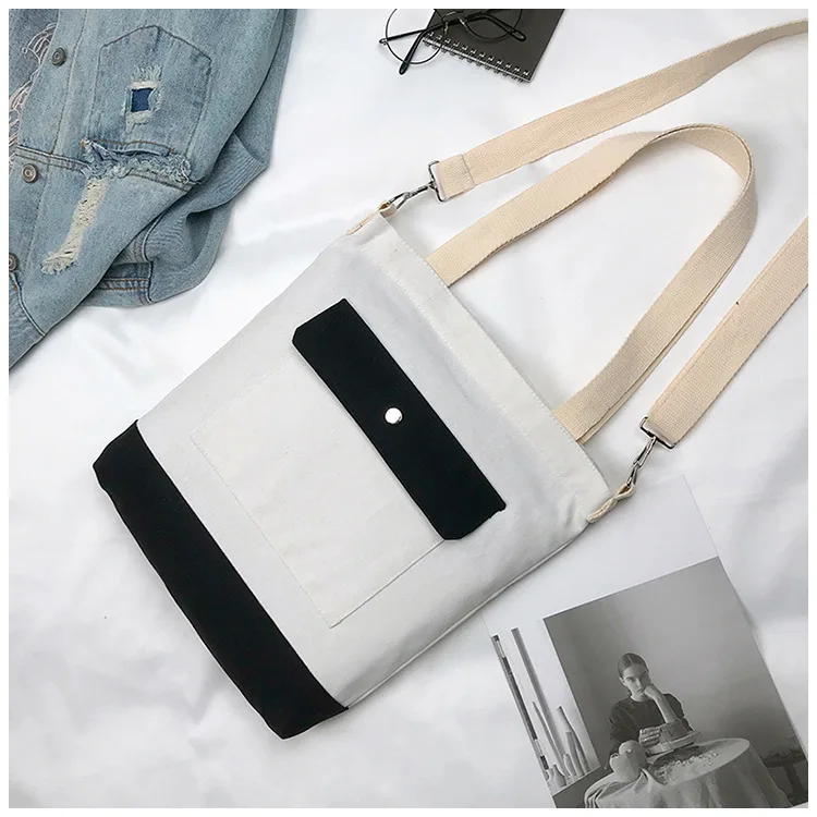 New Style Canvas Bag Women's Shoulder Joint Shoulder Cross-body Versitile Fashion Women’s Canvas Handbag Shopping Bag