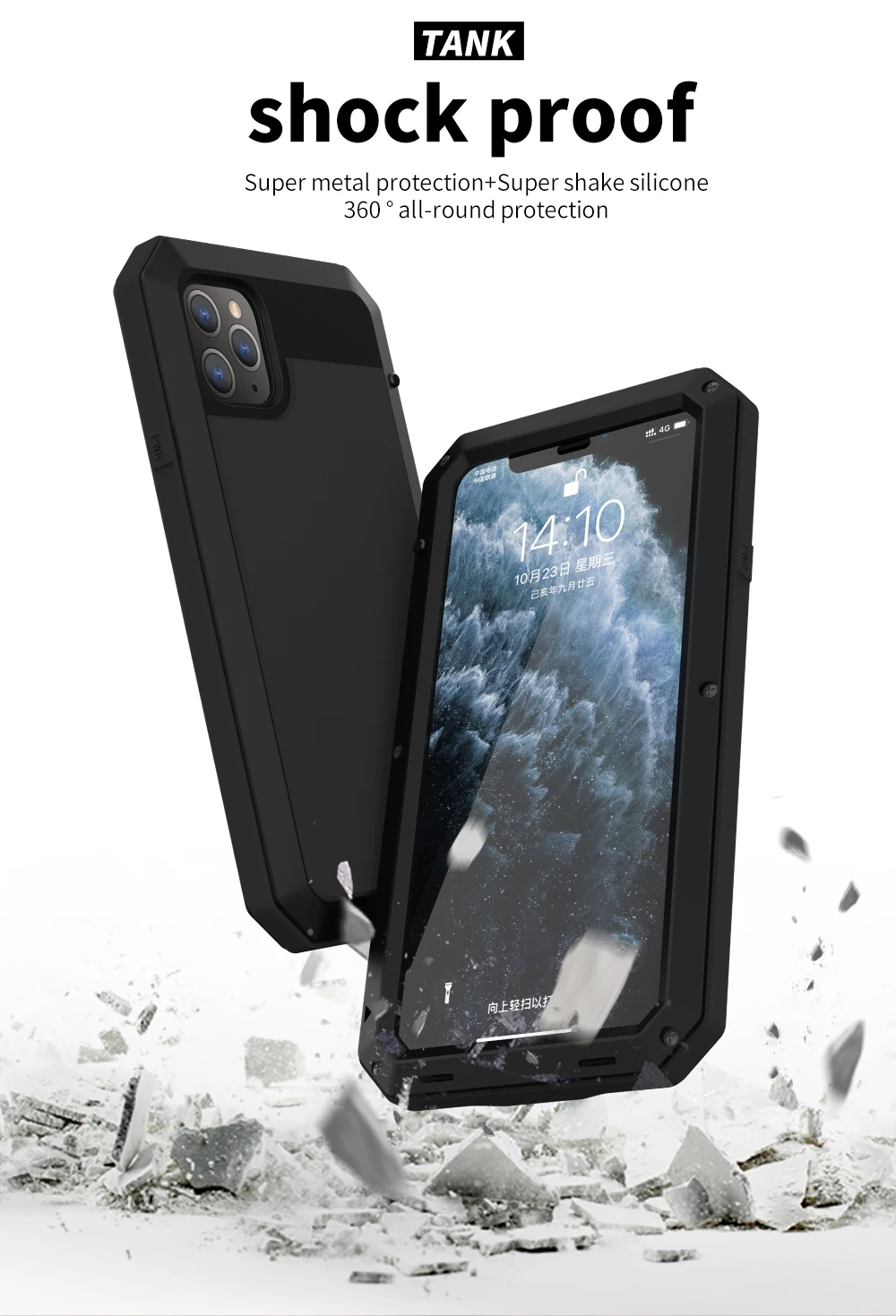 20 шт./лот, водонепроницаемый чехол, усиленная защита, металлический алюминиевый чехол для iPhone 11 Pro Max XR XS MAX 6 6S 7 8 Plus X