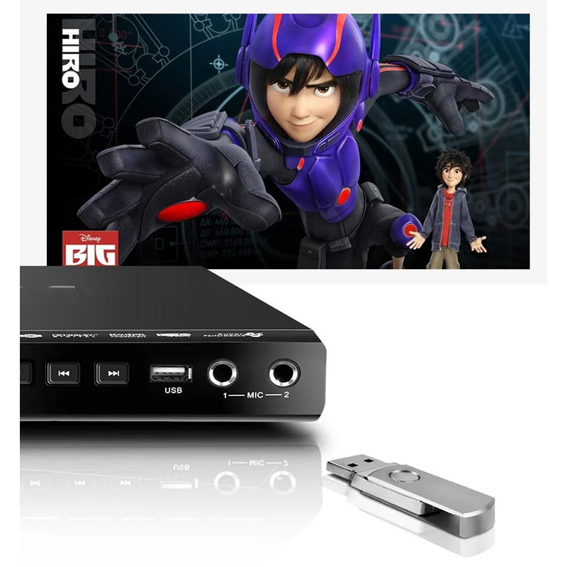 KYYSLB 36*21*3,3 см 10 Вт DVD плеер 5,1 канальный домашний EVD плеер USB кард-ридер HD VCD детский портативный CD-плеер полный формат