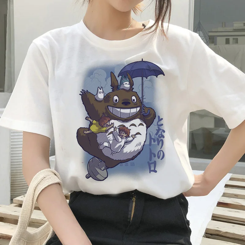 Футболка totoro Spirit Out Studio Ghibli femme с японским мультипликационным аниме, женская футболка, одежда Miyazaki Hayao, женская одежда kawaii