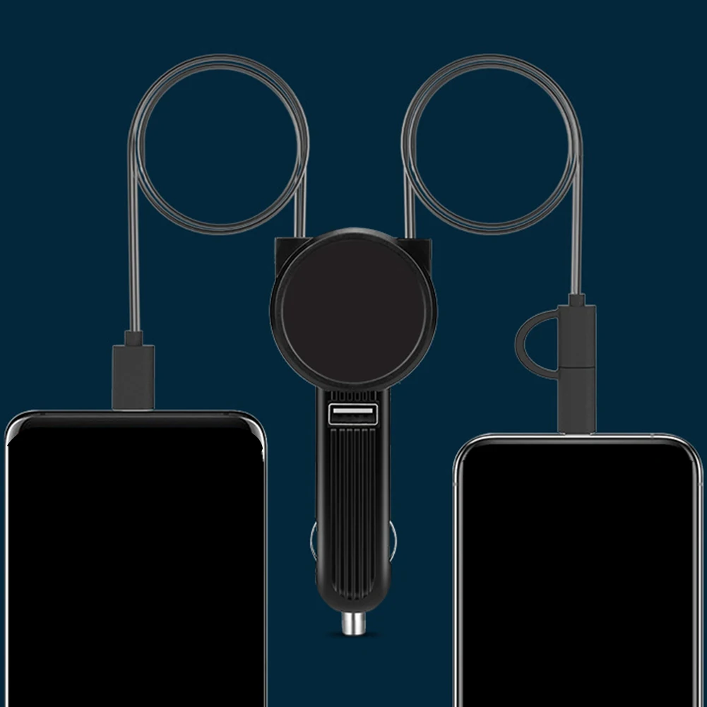 USB зарядное устройство аксессуары для телефонов Быстрая зарядка портативный автомобильный адаптер для зарядки Выдвижной Micro-USB Lightning type-C зарядный кабель