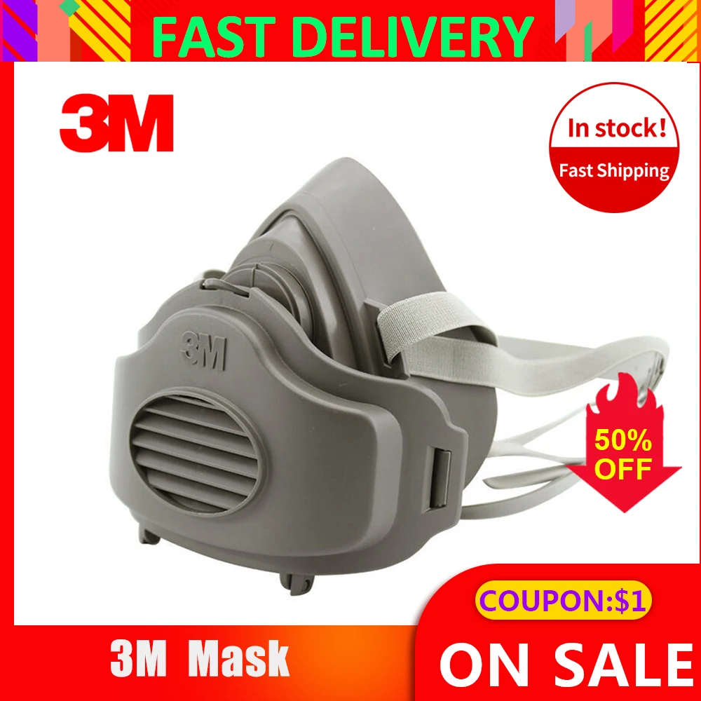 

3M Mask 3200 Respirator Face Mask Half Face Dust-proof Mask Dust Haze Safety Gas Filter Cotton Anti Industrial Construction
